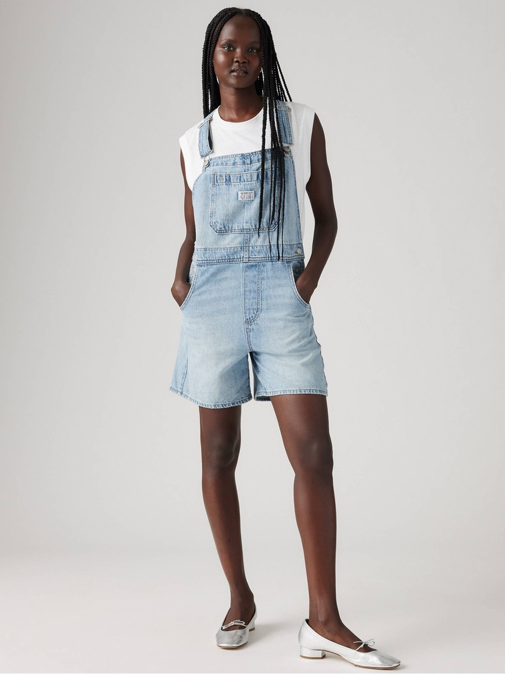 Levi Denim Short Overalls - Light Blue